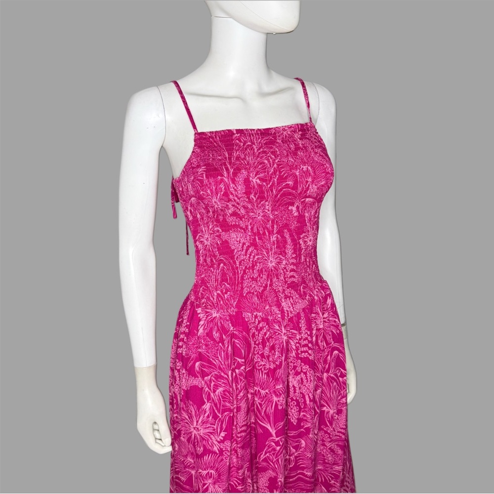 Lush Berry‎ Pink Floral Patterned Smocked Drop Waist Maxi Dress - Picture 5 of 8